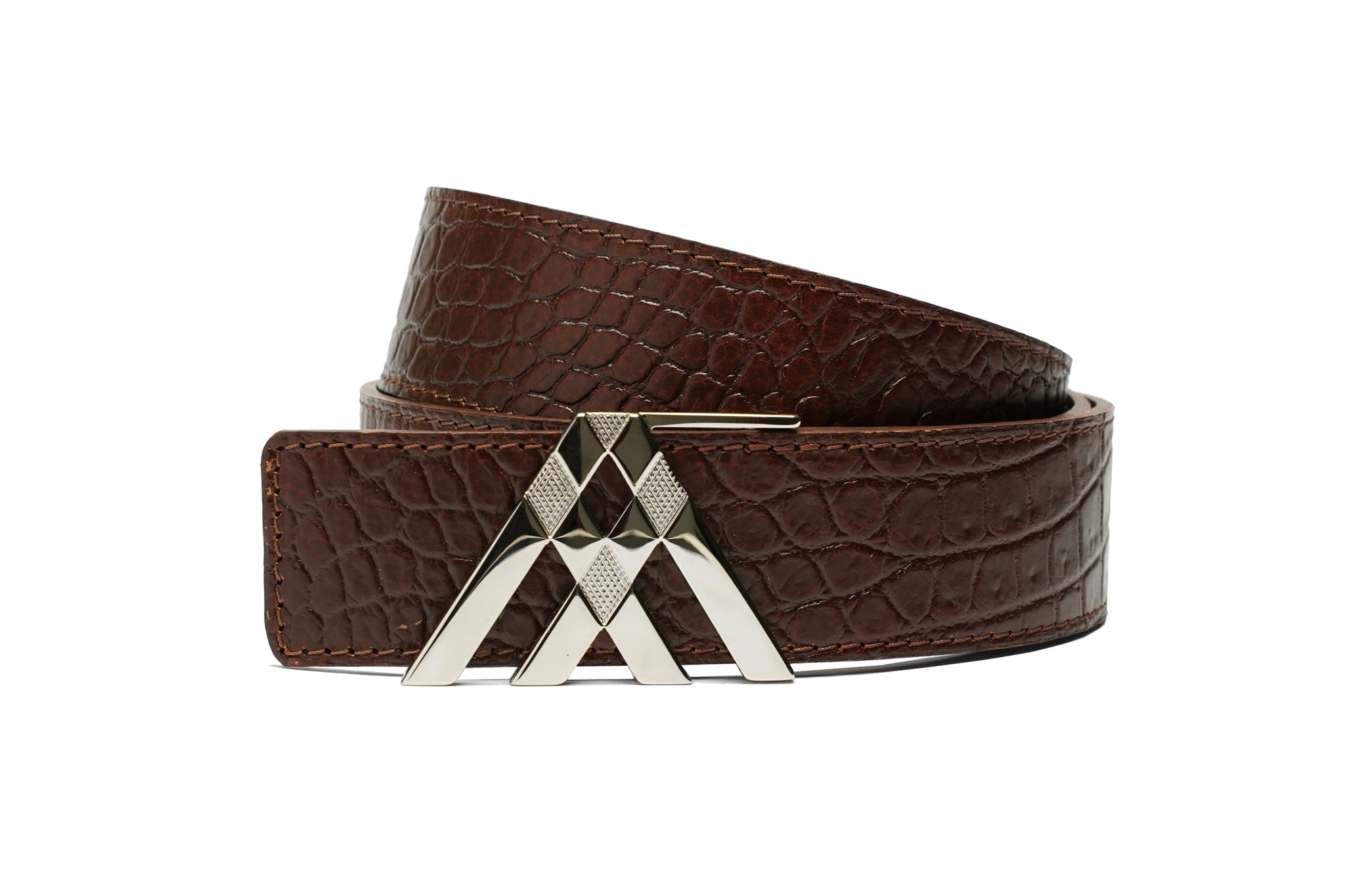 Brown Croc & Black Smooth Reversible Leather Pavilion Belt - Antoni Manuel