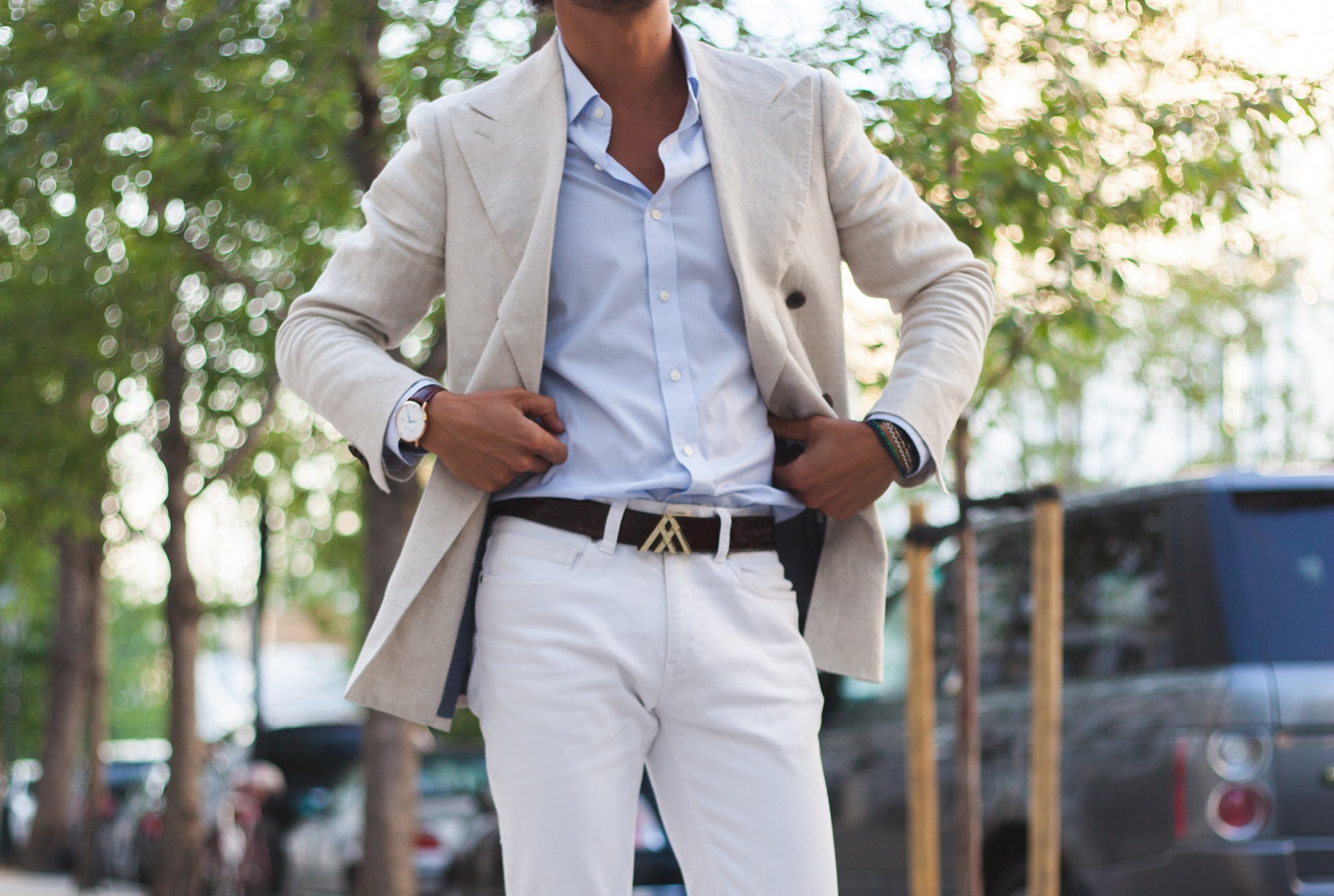 Black Grain & Tan Smooth Reversible Leather Pavilion Belt - Antoni Manuel